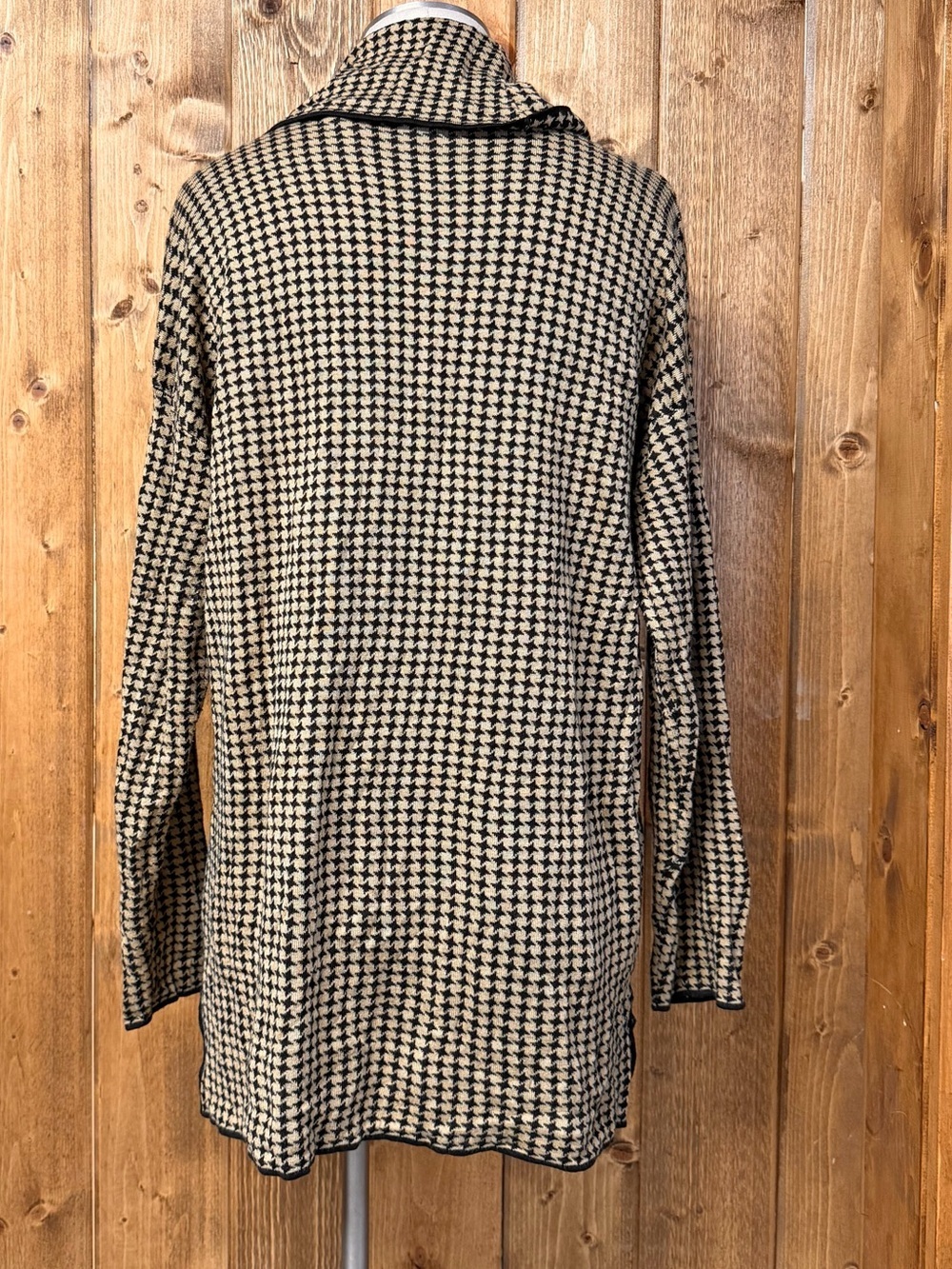 Calvin Klein Large Brown Houndstooth Oversized Tunic Lightweight Sweater - Picture 5 of 8